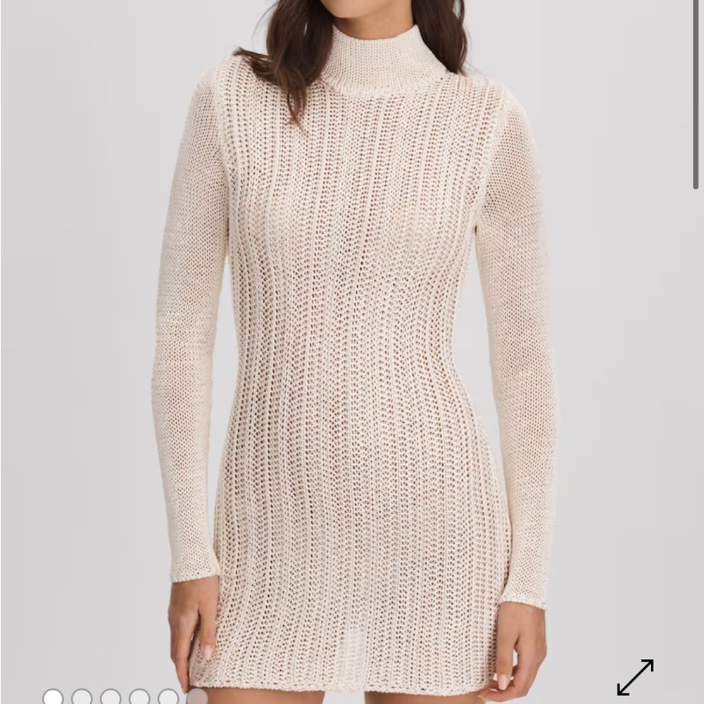 SAVANNAH MORROW Sawai Mini Dress Ivory Knitted Sheer Bodycon Sz XS NEW